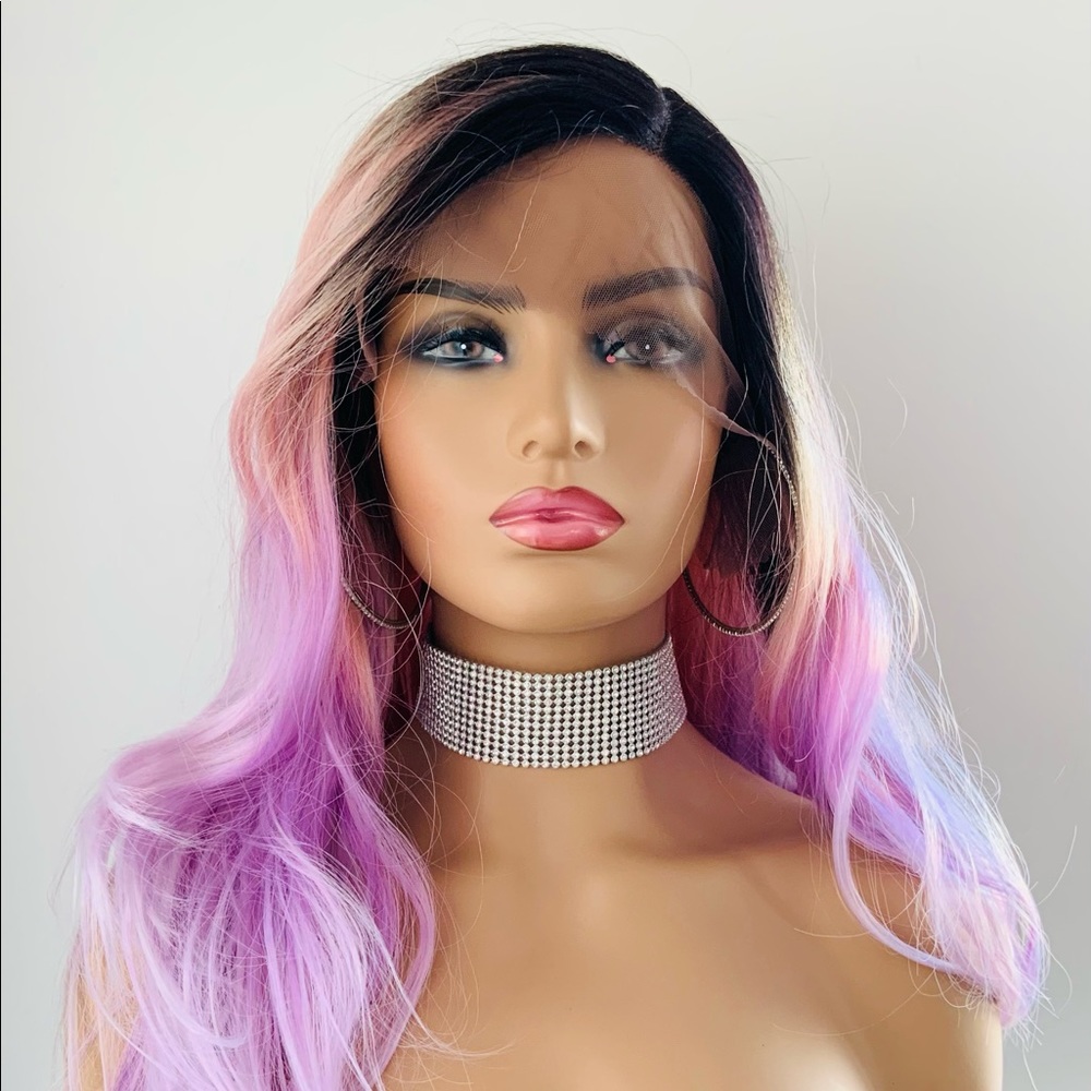 So Pretty! 26” Ombre Pink Lilac Premium Fiber Wig for Daily Wear or Cosplay